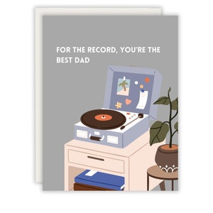 For The Record, You&#39;re The Best Dad Greeting Card - Father&#39;s Day Card - Musician Father&#39;s Day Card - Best Dad Vinyl Records - Blank