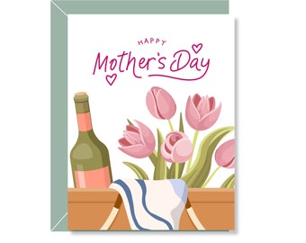 Happy Mothers Day Greeting Card - Mothers Day Card - Blank Greeting Card - Floral Greeting Card - Cute Mothers Day Greeting Card - Classy