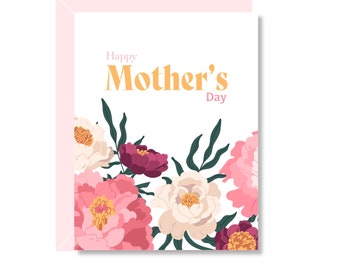 Floral Mothers Day Greeting Card - Happy Mothers Day Card - Blank Greeting Card - Floral Greeting Card - Cute - Classy