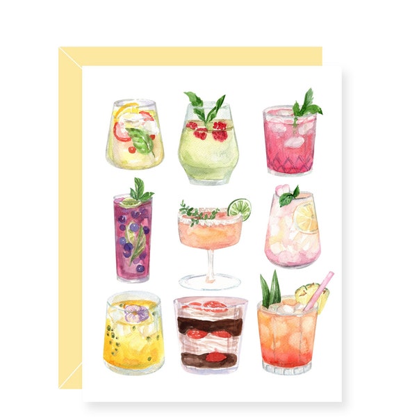 Cocktail Greeting Card - Mixed Drink Greeting Card - Cocktails - Happy Hour