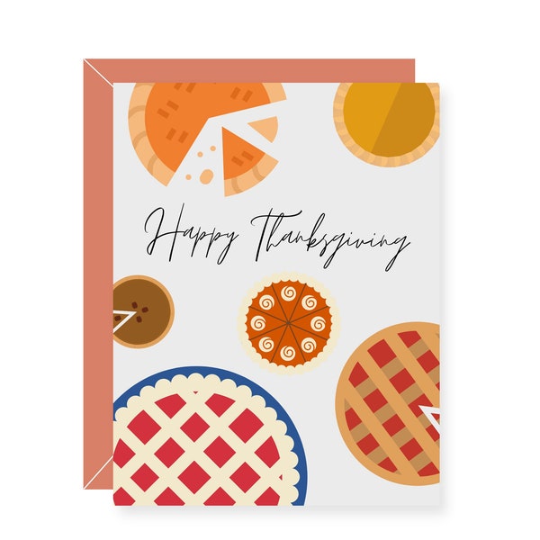 Happy Thanksgiving Greeting Card - Thanksgiving Greeting Card - Food Greeting Card - Blank Greeting Card - Food Lover Card - Pie Spread Card