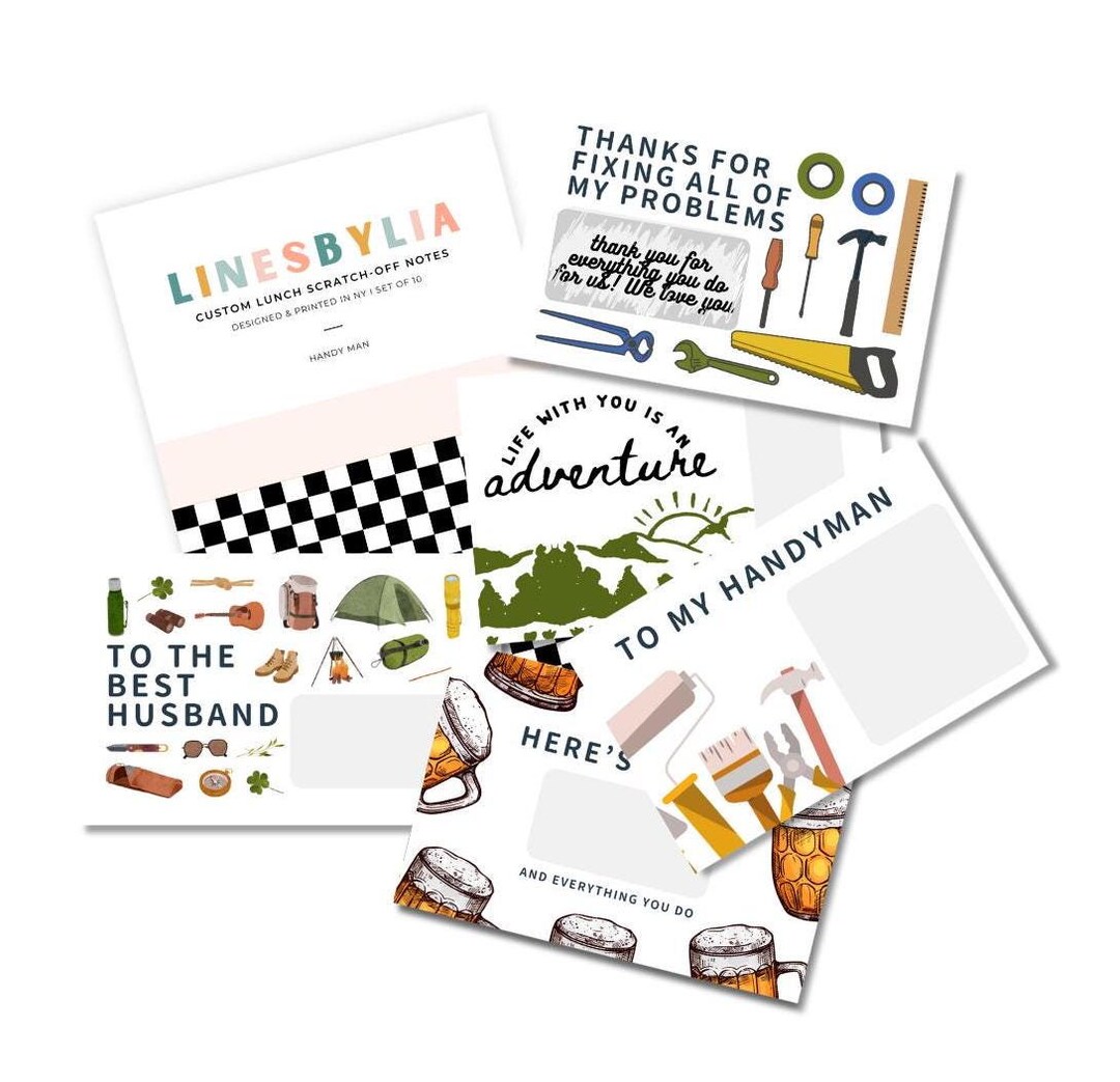 Handy Cards Example Handy Man Scratch-off Lunchbox Note Cards - Etsy