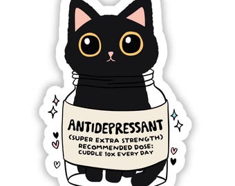 Antidepressant Cat Sticker | Mental Health Vinyl Decal
