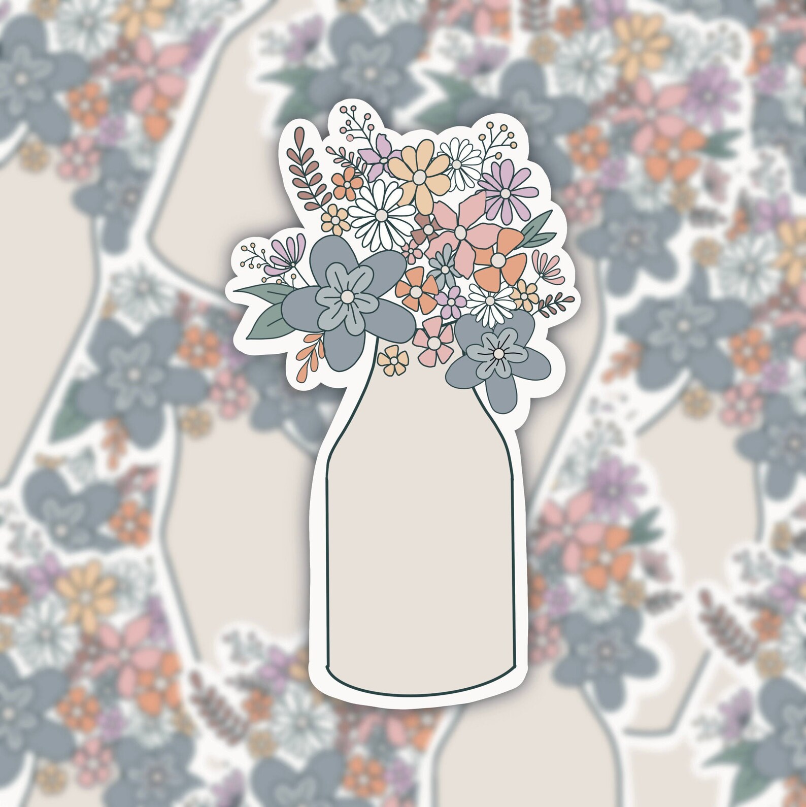 Vase Sticker Vase Flower Stickers Vase Bouquet Floral Etsy