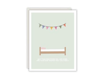 May your new room feel like home and your new friends feel like family | College freshman card