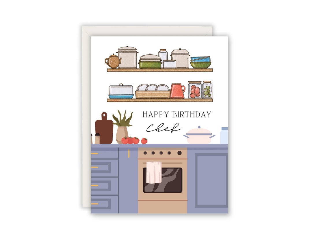 Chef Birthday Greeting Card: Kitchen Illustration - Etsy
