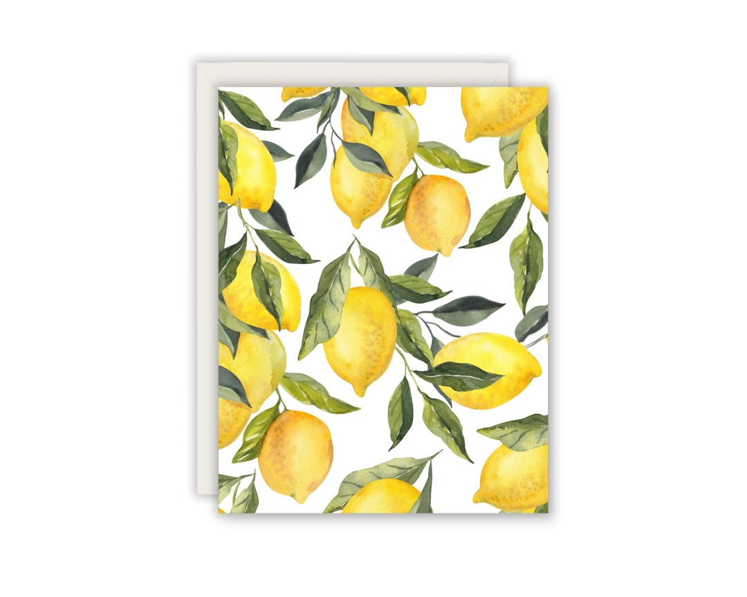 Lemon Greeting Card - Lemon Design Card - Citrus Card - Thank You Card ...