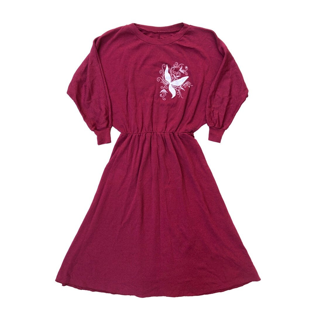 Vintage 80s A-line Midi Jersey Dress Abito Midi Linea Ad A in