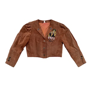 Vintage 80s Womens Cropped Suede Leather Jacket | Giacca Scamosciata Cropped Donna Vintage anni 80
