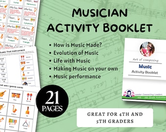 Musician Activity Booklet, Evolution of Music; printable for kids, learn about music, making music, Activity printable, Girl Scout Resource