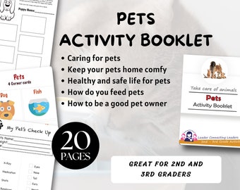 Pet Activity Booklet, Kid Games; printable for kids, Caring for pet templates, Activity printable, Girl Scout Badge Resource