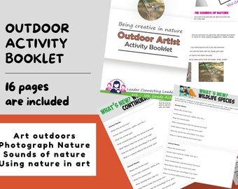 Outdoor Art Explorer Activity Booklet, 4th and 5th grade, printable for kids, outdoor activities for kids, Girl Scout Badge Resource