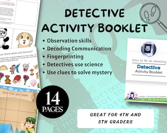 Detective Activity Booklet, Printable Games and Activities, Detective kids, Mystery Game for Kids, Junior Girl Scout Badge Resource