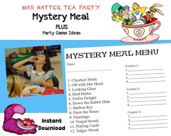 Alice in Wonderland Mystery Meal Party Kit | family lunch/dinner party | kids party | Birthday Party fun | Halloween party | Theme Party