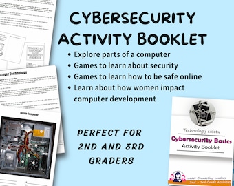 Cybersecurity Basic Activity Booklet, Kid Games; printable for kids, Being Safe Online, Activity printable, Girl Scout Badge Resource