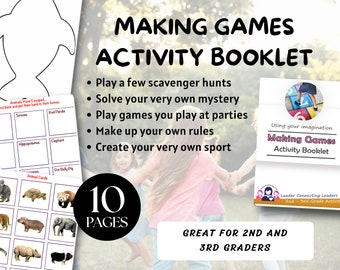 Making Games Activity Booklet, Kid Games; printable for kids, relay games, using imagination, Activity printable, Girl Scout Resource