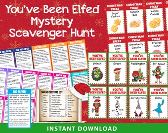 You’ve Been Elfed Mystery Escape Game Christmas Printable |  Printable Christmas Scavenger Hunt | Printable Game for Kids | Instant