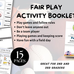 Fair Play Activity Booklet, Kid Games; printable for kids, relay games, learning rules of game, Activity printable,