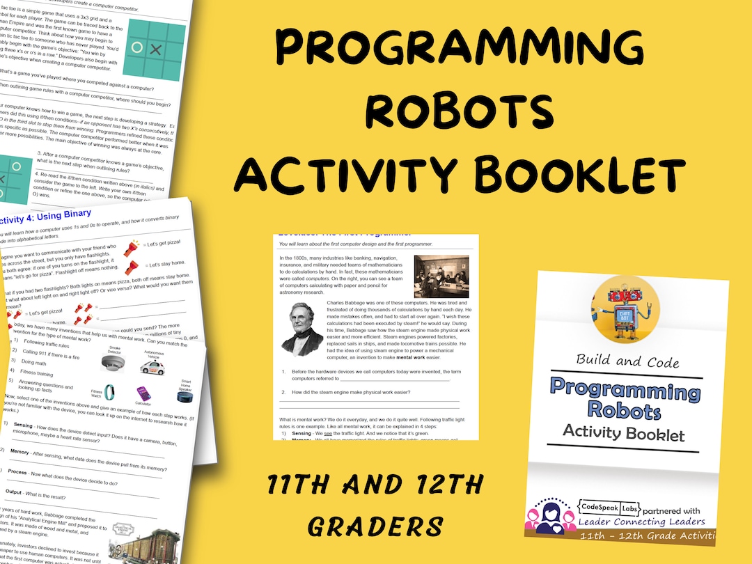 Programming Robots Activity Booklet, 11th and 12th Grade, Printable for ...