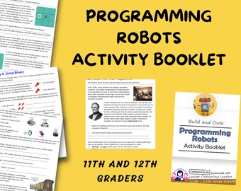 Programming Robots Activity Booklet, 11th and 12th grade, printable for kids, STEM Robotics activities for kids, Girl Scout Badge Resource