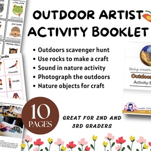 Outdoor Art Creator Activity Booklet, 2nd and 3rd grade, printable for kids, outdoor activities for kids, Girl Scout Badge Resource