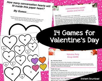 14 Game Bundle Valentine's Day | Perfect for Valentine's Day Parties | Party Game |  Action Valentine's Day Games | Instant Download