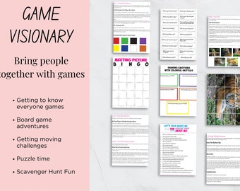 Game Activity Booklet, Scavenger Hunt; ice breakers, Bingo, Obstacle Course, puzzles, Game Visionary, printable, Senior Girl Scout Resource