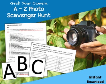 A - Z Nature Outdoor Photo Scavenger Hunt | Party Printable | Photo Scavenger Hunt | Treasure Hunt | Photo Challenge | Instant Download