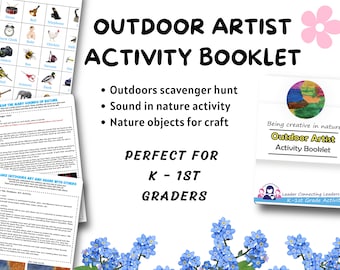 Outdoor Art Maker Activity Booklet, Kindergarten and 1st grade, printable for kids, outdoor activities for kids, Girl Scout Badge Resource