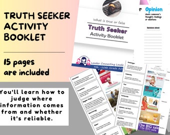 Truth Seeker Activity Booklet, 9th and 10th grade, printable for kids, the difference between fact and fiction, Girl Scout Badge Resource