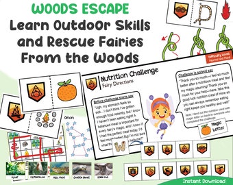 Escape Room Game | Rescue Fairies from The Woods Escape Room | Printable Birthday Party Game | Printable Party Game |  DIY Printable Kit