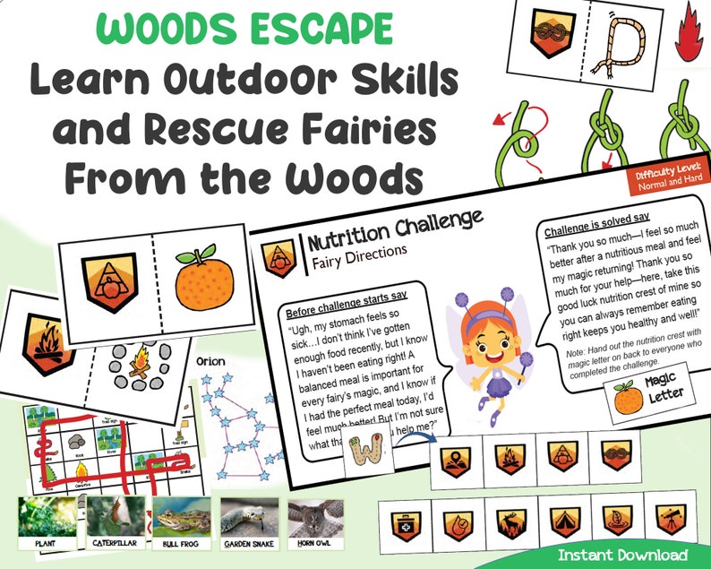 Escape Room Game Rescue Fairies from The Woods Escape Room Printable Birthday Party Game Printable Party Game DIY Printable Kit image 1