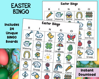 Easter Bingo Game  | Easter Printable | Easter Family Game | Instant Download | Set of 24 Cards | Spring Bingo Activity