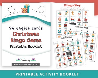 Christmas Bingo Game, Christmas Printable, Christmas Family Game, Instant Download, Set of 24 Cards, Christmas  Bingo Activity