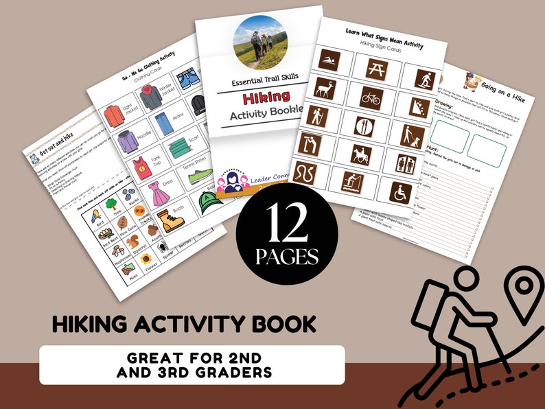 Hiking Activity Booklet, Kid Games printable for kids, trail signs, Outdoor Scavenger Hunt, Activity printable, Girl Scout Resource image 2