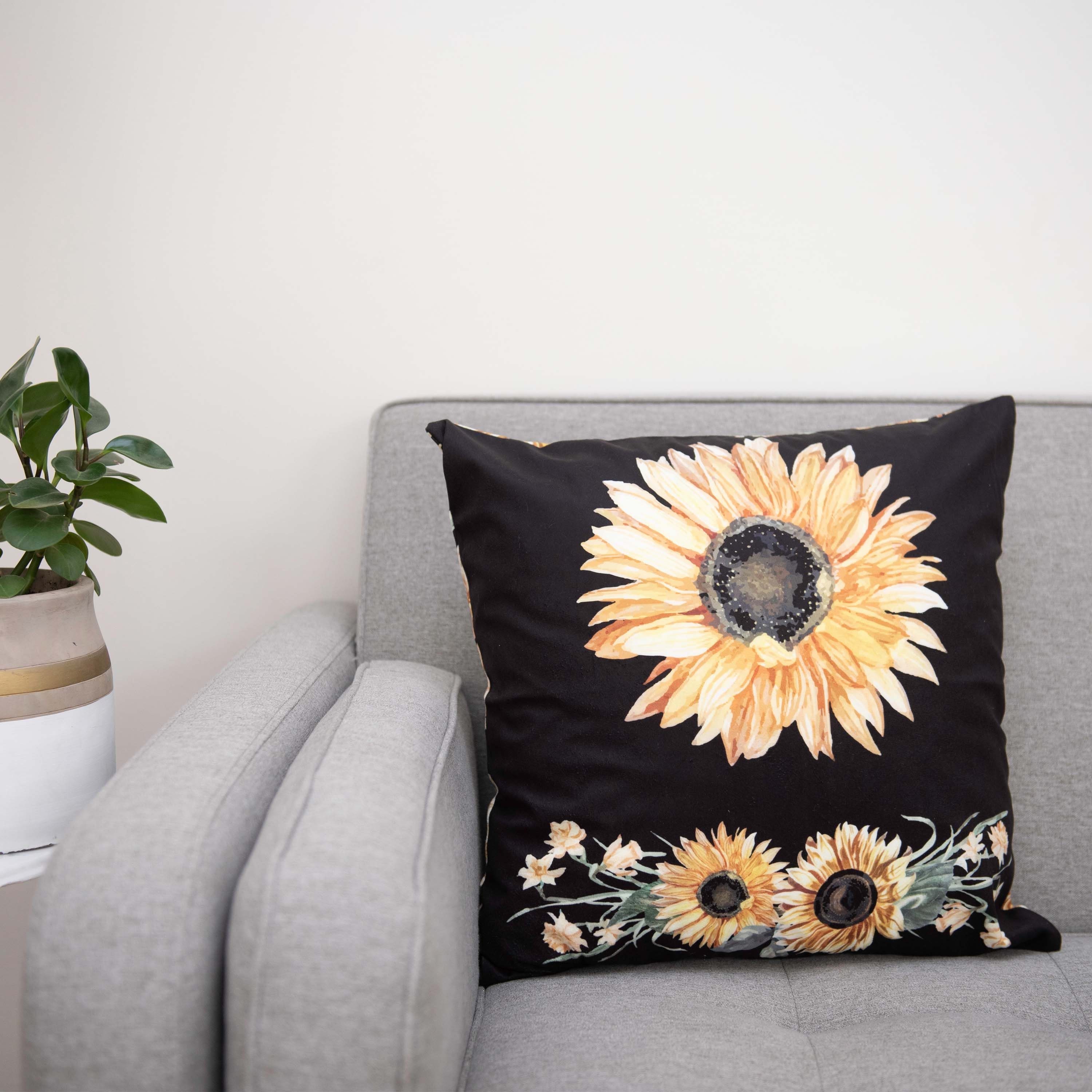 Set of 4 Velvet Sunflower Pillow Covers Double Sided Sunflower Etsy