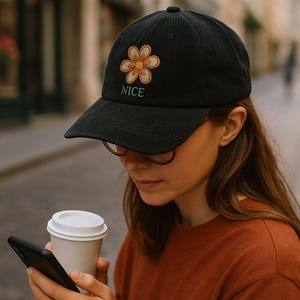 Vintage 90s Floral Embroidered Corduroy Dad Hat