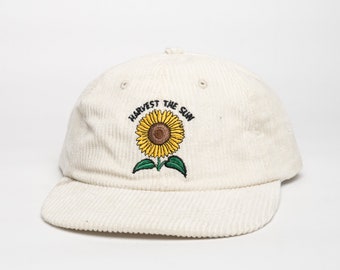 Sunflower Corduroy Hat-90s Snapback Cap Sunflower Gifts-Fashionable Headgear-Unisex Sunflower Hat-Casual Retro Cap For Men and Women Gifts