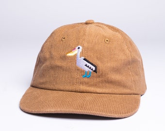 The Pelican Corduroy 6 Panel Hat Dad Hat Cap Vintage 90s Snapback Flat Cap Gift for him Gift for her Personalized gift