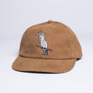 Corduroy Hat dad hat 6 panel hat Australian cockatoo gift for him vintage hats 90s hats mens beach hat