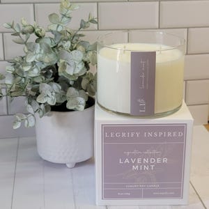 Vela clásica de soja de 2 mechas de vidrio con lavanda y menta