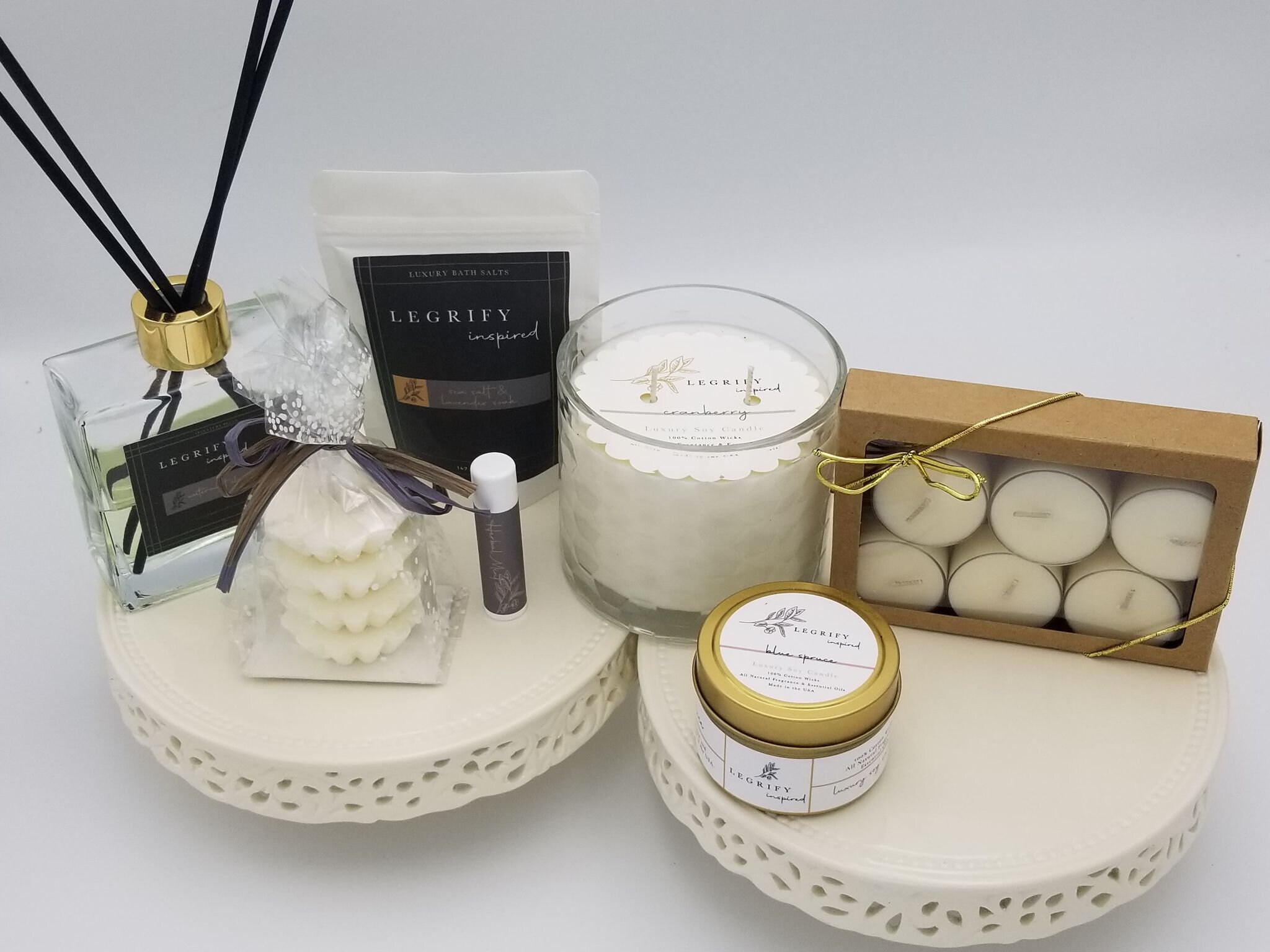 Soy Candles Gift Set Reed Diffuser Bath Salt Lip Balm Etsy
