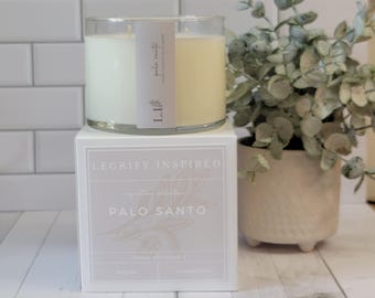 Vela de soja clásica de dos mechas de vidrio Palo Santo
