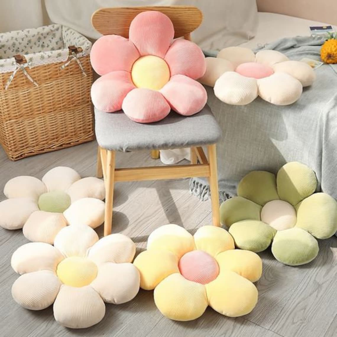 Colorful Flower Plush Pillow Toy Kids Room Decoration Daisy Etsy