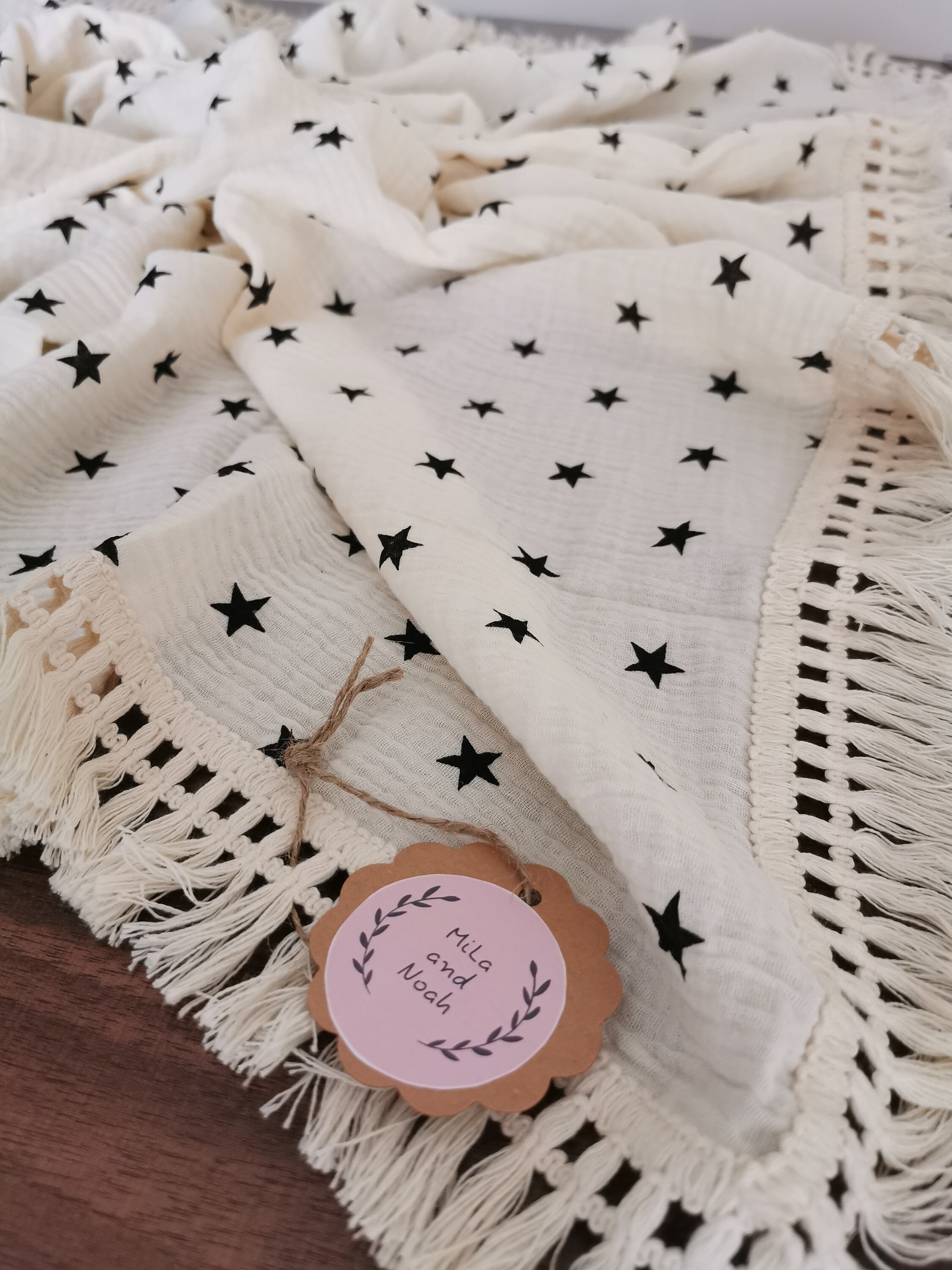 Baby Boho Fringe Blanket Printed Blankets Two layers Cotton Etsy