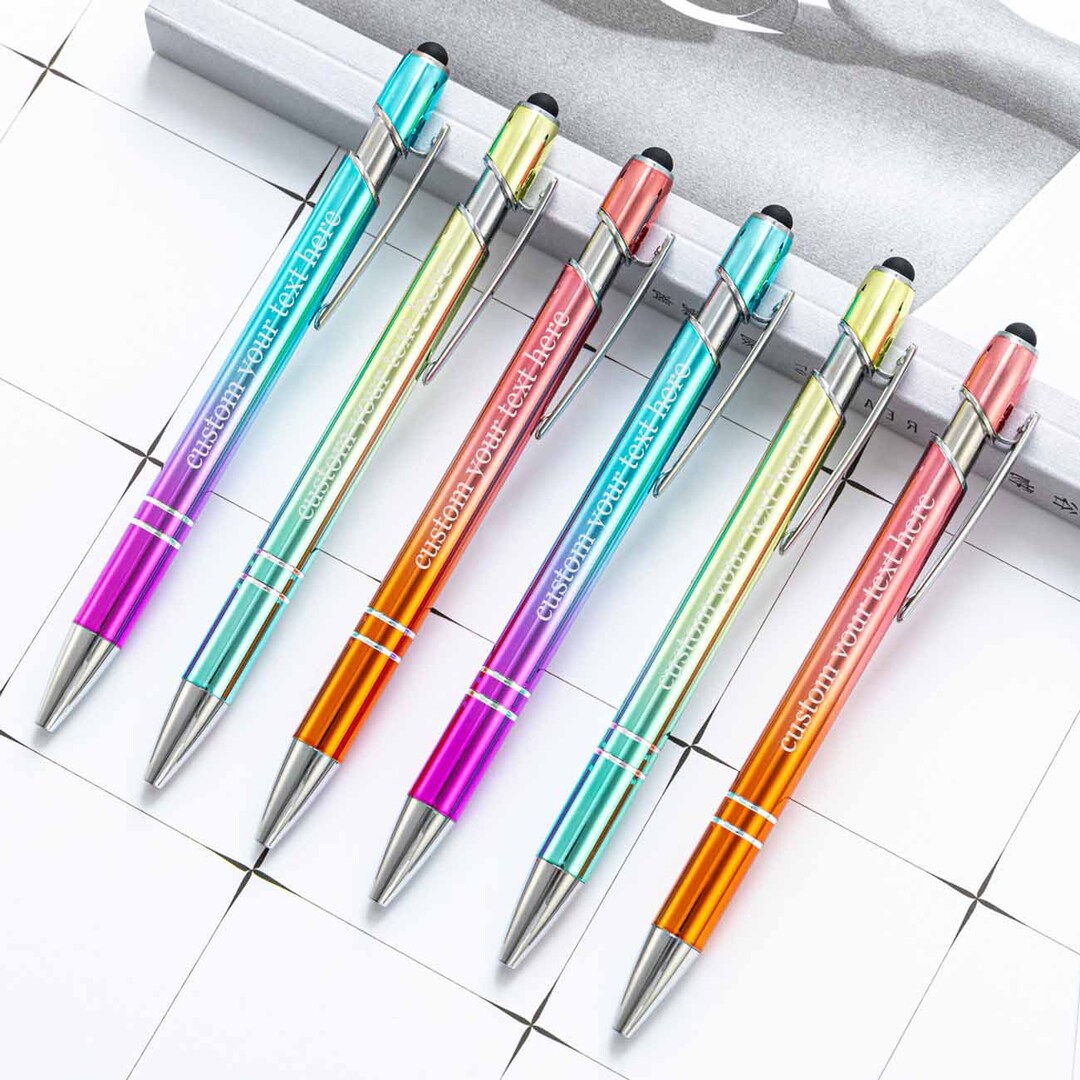 Personalized Metal Ballpoint Pen Black Ink With Stylus Tip Etsy