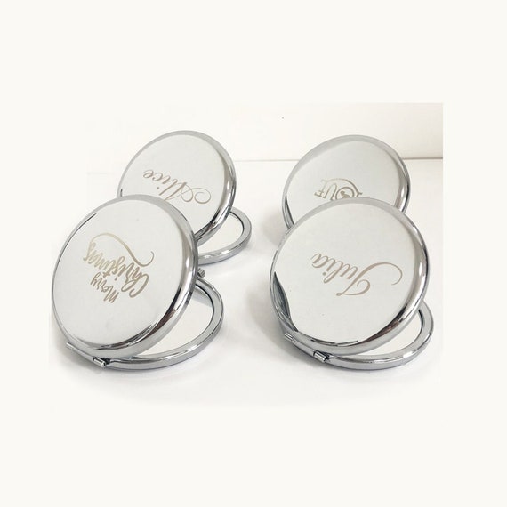 Pocket Mirror Silver Color Personalized Engraved Compact Mirror Bridesmaid Gift 
