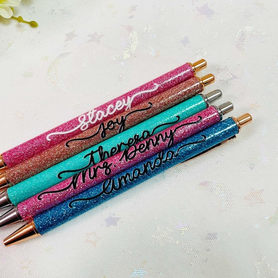 Custom Glitter Pens, Personalized Decal Name Pens, Sparkle Pens