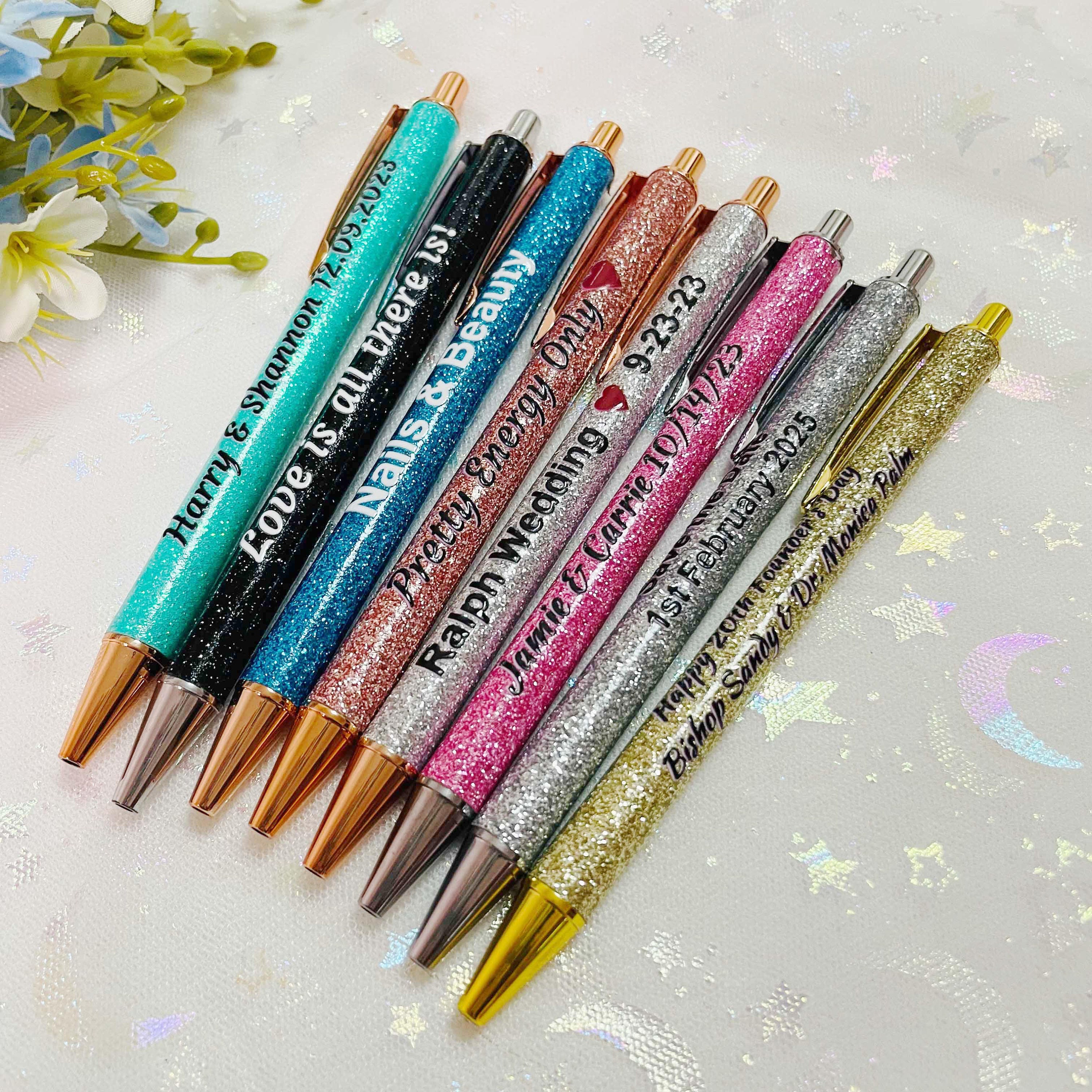 Personalized Glitter Pens, Custom Decal Name Pens, Sparkle Pens, Office  Pens, Back to School, Teacher Appreciation Gift, Bridesmaid Gift 
