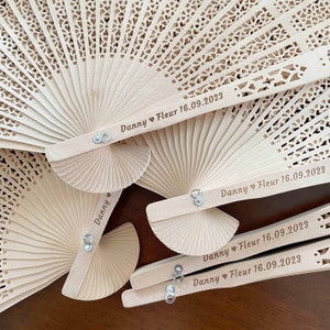 Pinkunn Set of 50 Wedding Hand Fans Hand Held Wedding Fans for Guests Floral Greenery Paper Fan with Wooden Sticks for Wedding Favors Bridal Shower